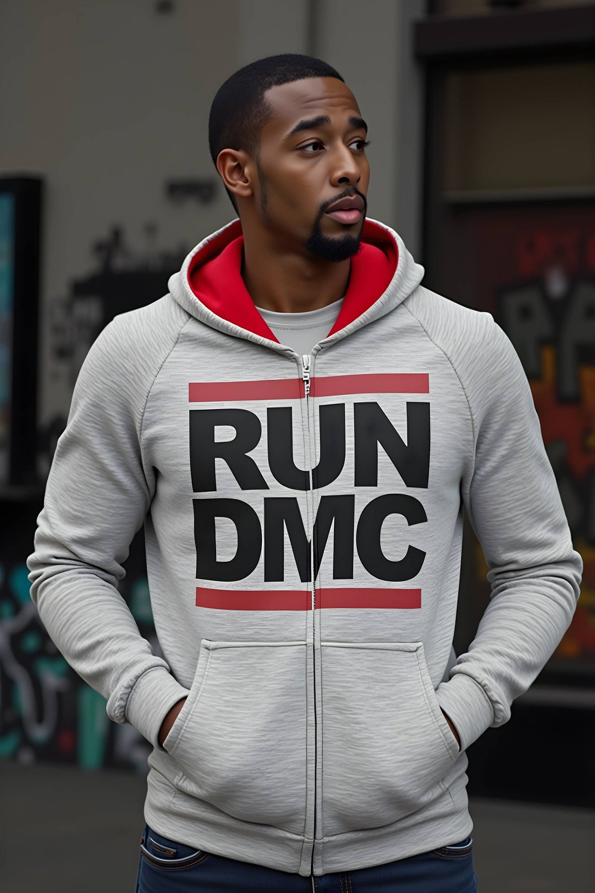 Run DMC - Check Mate Men's Zippered Hoodie