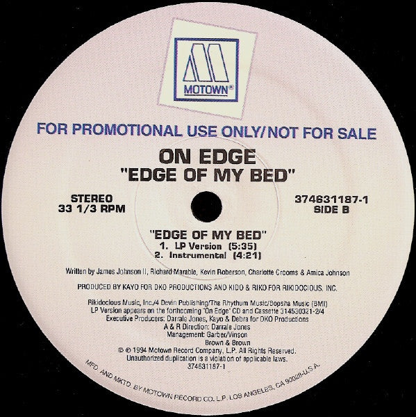 On Edge : Edge Of My Bed (12", Promo)