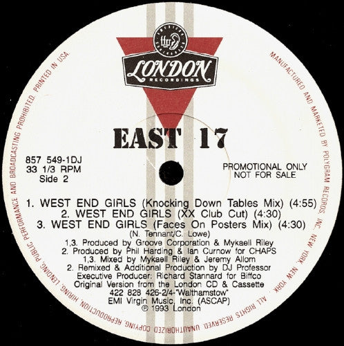 East 17 : West End Girls (12", Promo)