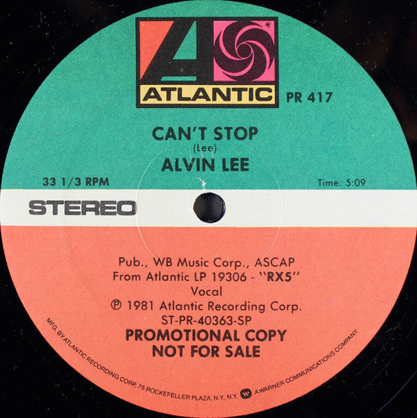 Alvin Lee : Can't Stop (12", Promo)