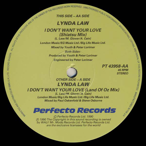 Lynda Law : I Don't Want Your Love (12")