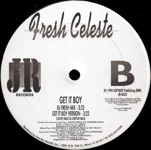 Fresh Celeste : Get It Boy (12", Promo)