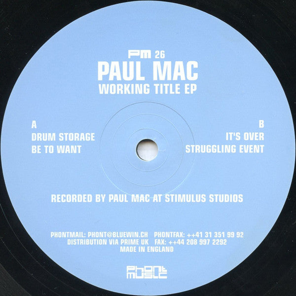 Paul Mac : Working Title EP (12", EP)