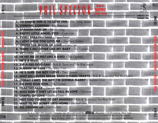 Phil Spector : Back To Mono (1958-1969) (3xCD, Comp, Mono, RM + CD, Album, Mono, RM + Box)