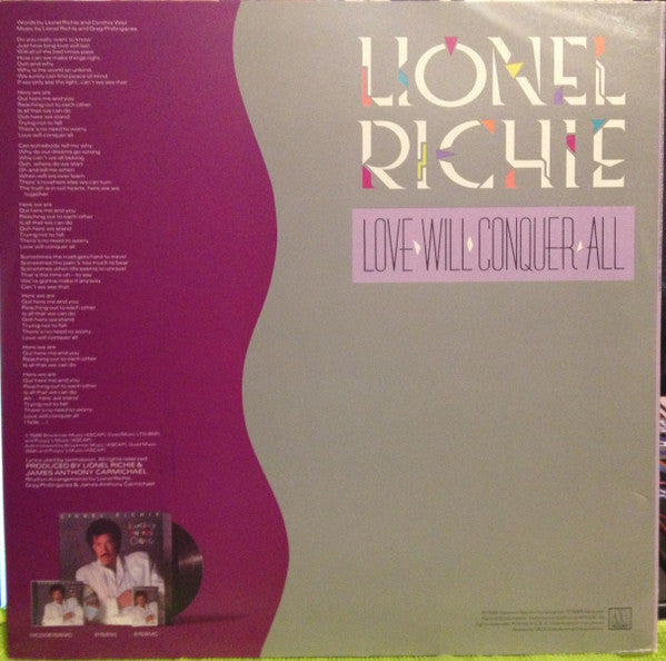Lionel Richie : Love Will Conquer All (12", Promo)