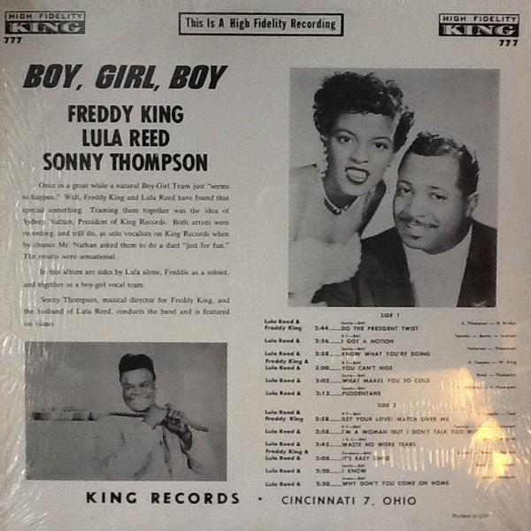 Freddy King* / Lula Reed / Sonny Thompson : Boy, Girl, Boy (LP, Album, Mono, RE)