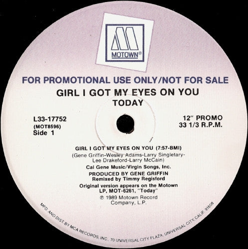 Today : Girl I Got My Eyes On You (12", Single, Promo)