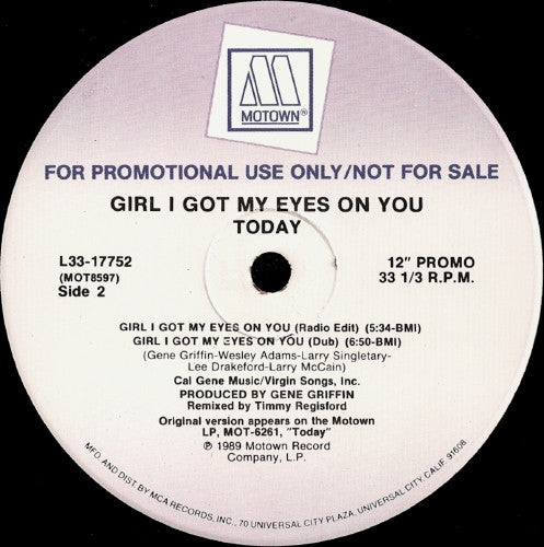 Today : Girl I Got My Eyes On You (12", Single, Promo)