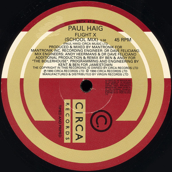 Paul Haig : Flight X (The Boilerhouse Remixes) (12", Single)