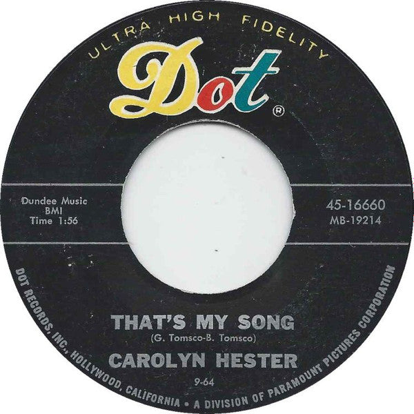 Carolyn Hester : That's My Song (7", Single)