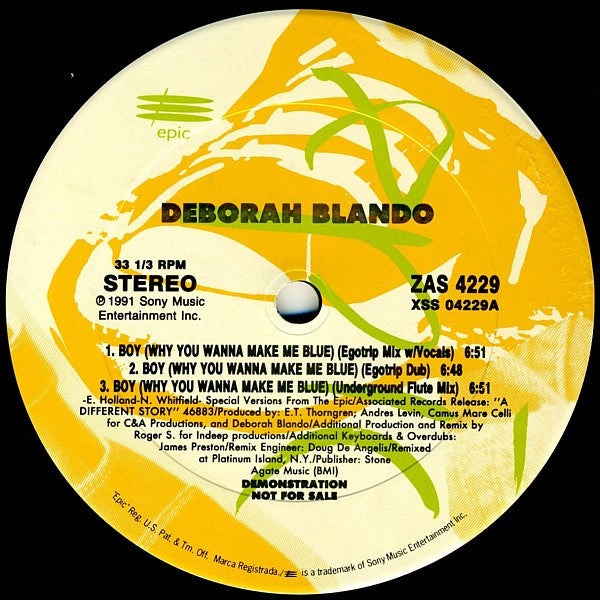 Deborah Blando : Boy (Why You Wanna Make Me Blue) (12", Promo)