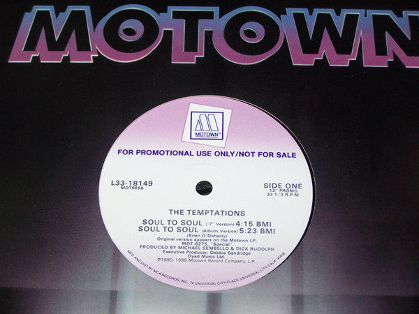 The Temptations : Soul To Soul (12", Maxi, Promo)