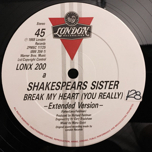 Shakespear's Sister : Break My Heart / Heroine (Extended Versions) (12")