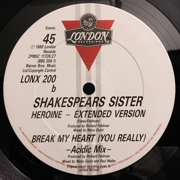 Shakespear's Sister : Break My Heart / Heroine (Extended Versions) (12")