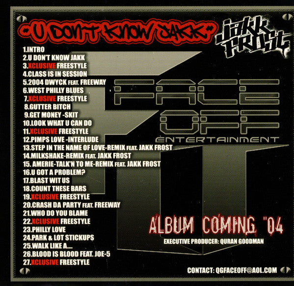 Jakk Frost : U Don't Know Jakk (CD, Mixtape, Promo)