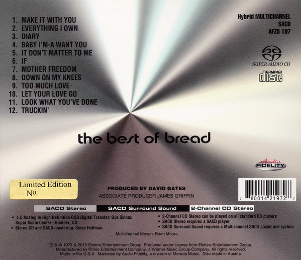 Bread : The Best Of Bread (SACD, Hybrid, Multichannel, Comp, Ltd, Num, RE, RM)
