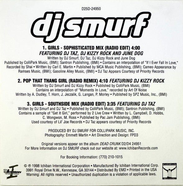 DJ Smurf (2) : Girls(CD, Single)