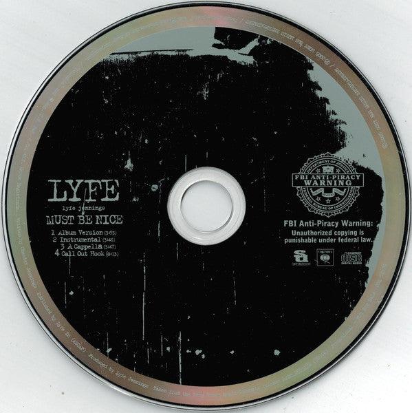 Lyfe Jennings : Must Be Nice (CD, Single, Promo)