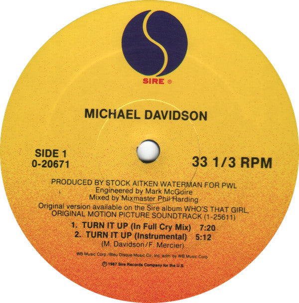 Michael Davidson : Turn It Up (12", Maxi)