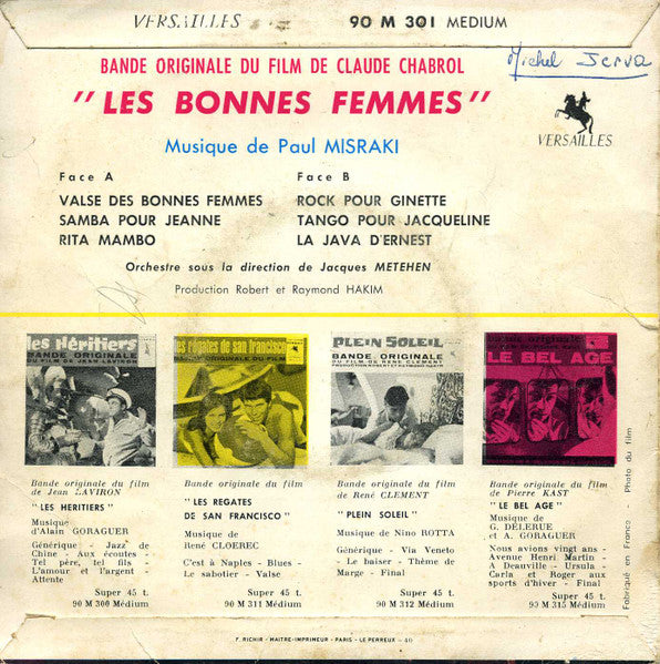 Paul Misraki : Les Bonnes Femmes (Bande Originale Du Film) (7", EP)