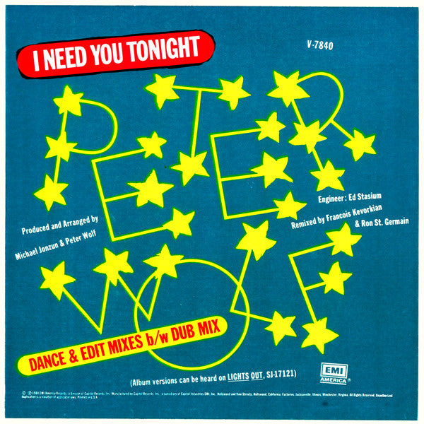 Peter Wolf : I Need You Tonight (12")