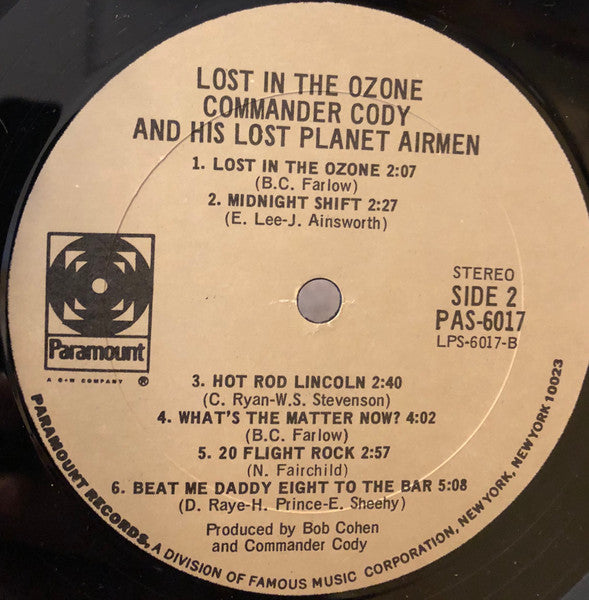 Commander Cody And His Lost Planet Airmen : Lost In The Ozone (LP, Album)