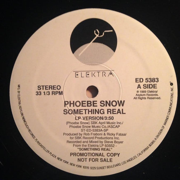 Phoebe Snow : Something Real (12", Single, Promo)