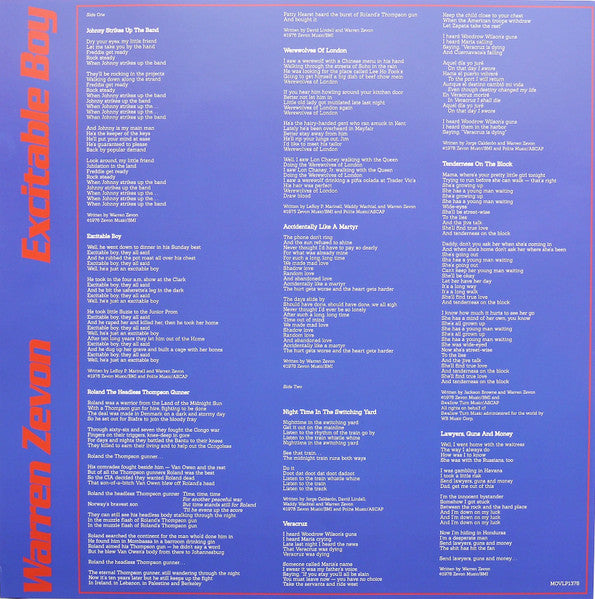 Warren Zevon : Excitable Boy (LP, Album, RE, RM)