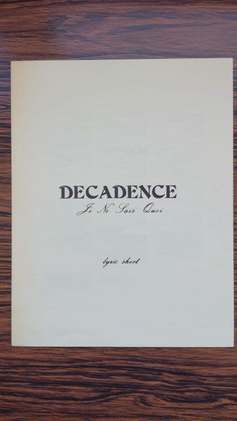 Decadence (5) : Je Ne Sais Quoi (LP, Album)