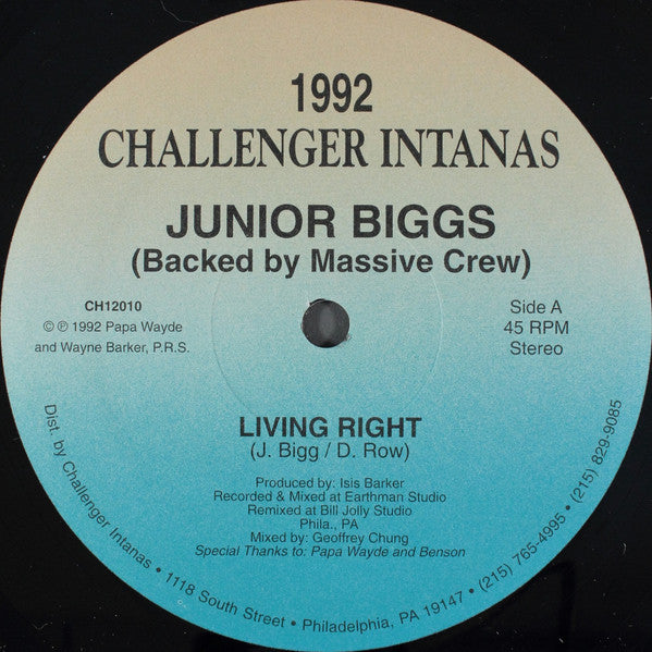Junior Biggs Backed By Massive Crew : Living Right (12")