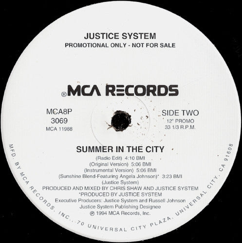 Justice System : Summer In The City (12", Promo)