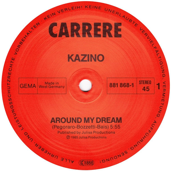 Kazino : Around My Dream / Binary (12", Maxi)
