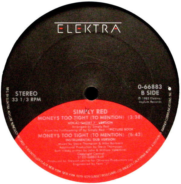 Simply Red : Money's Too Tight (To Mention) (The Cutback Mix) (12", All)
