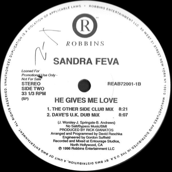 Sandra Feva : He Gives Me Love (12", Promo)