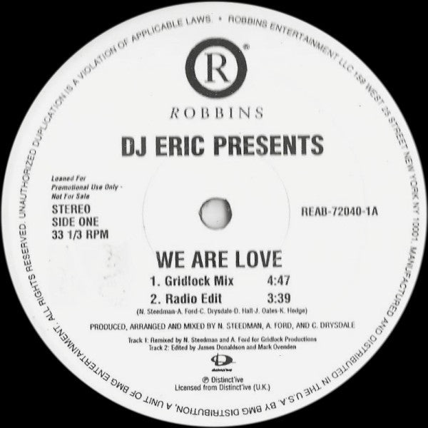 DJ Eric : We Are Love (12", Promo)