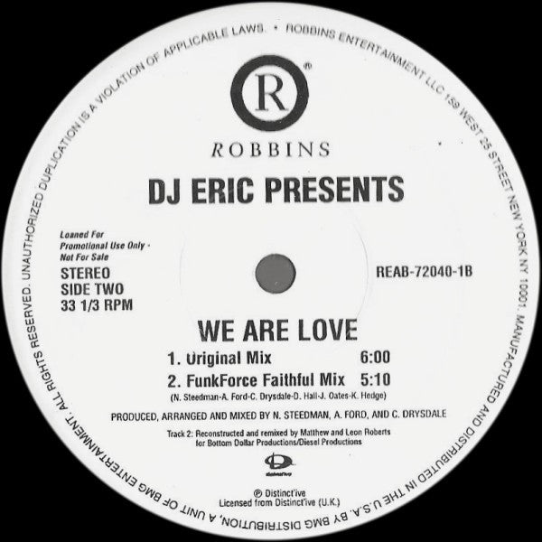 DJ Eric : We Are Love (12", Promo)