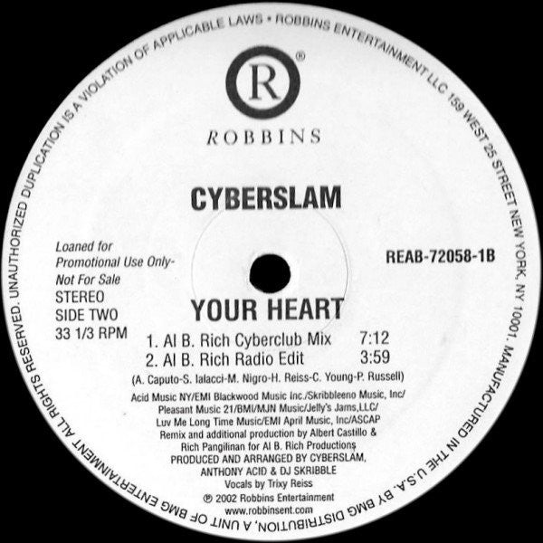 Cyberslam : Your Heart (12", Promo)