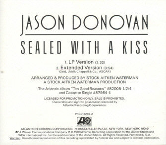 Jason Donovan : Sealed With A Kiss (CD, Maxi, Promo)