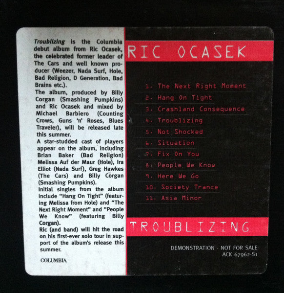 Ric Ocasek : Troublizing (CD, Album, Promo)