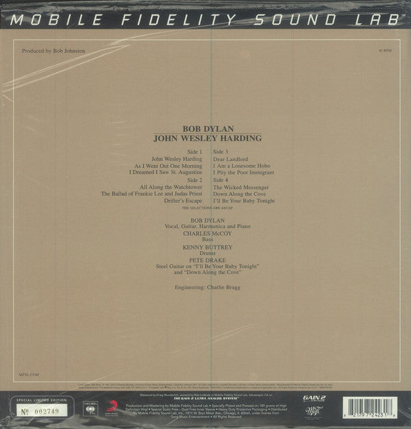 Bob Dylan : John Wesley Harding (2xLP, Album, Ltd, Num, RE, RM, 180)