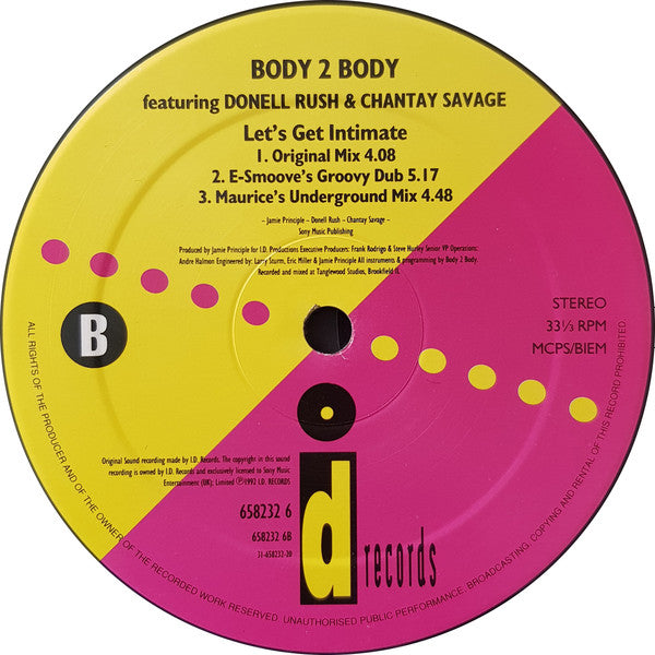 Body 2 Body Featuring Donell Rush* & Chantay Savage : Let's Get Intimate (12")