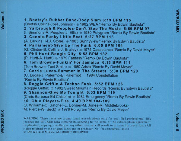 Various : Wicked Mix Volume 5 Classic Collection (CD, Comp, Ltd, Promo)
