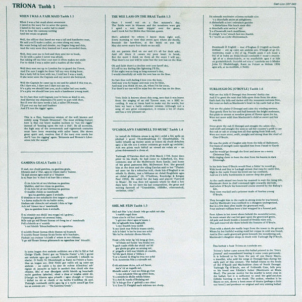 Tríona Ní Dhomhnaill : Tríona (LP, Album, RE)