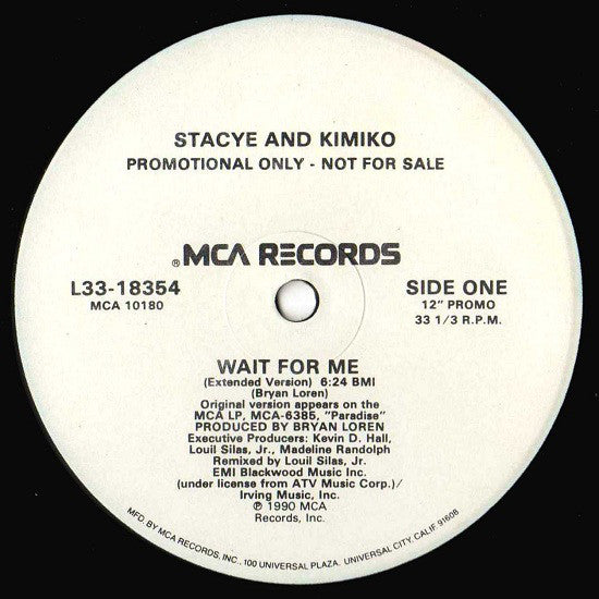 Stacye And Kimiko : Wait For Me (12", Promo)
