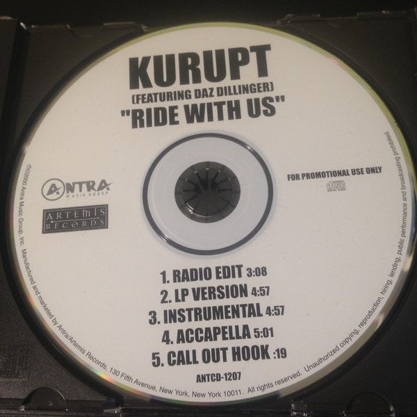 Kurupt : Ride With Us (CD, Single, Promo)