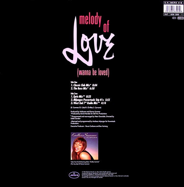 Donna Summer : Melody Of Love (Wanna Be Loved) (12", Single)