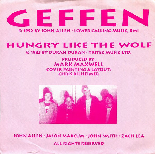 Raw Velvet : Geffen / Hungry Like The Wolf (7", Single, Promo, Cle)