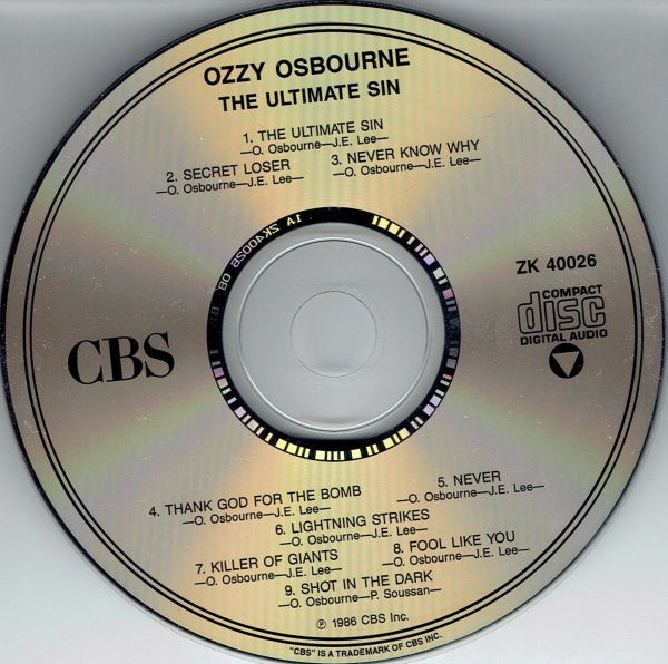 Ozzy Osbourne : The Ultimate Sin (CD, Album)