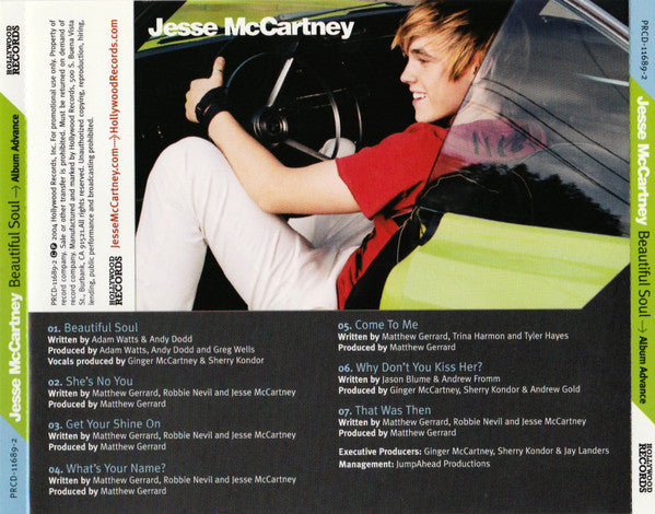Jesse McCartney : Beautiful Soul (CD, Advance, Album, Promo, Smplr)