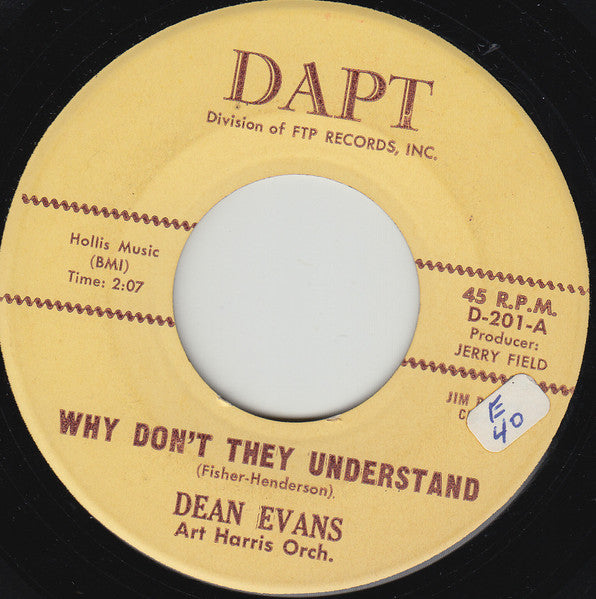 Dean Evans (3) : Why Don't They Understand / Lottin Dottin (7", Single)